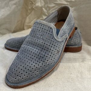 Trask Suede Ali Perforated Loafers Light Blue Size 8.5 Women